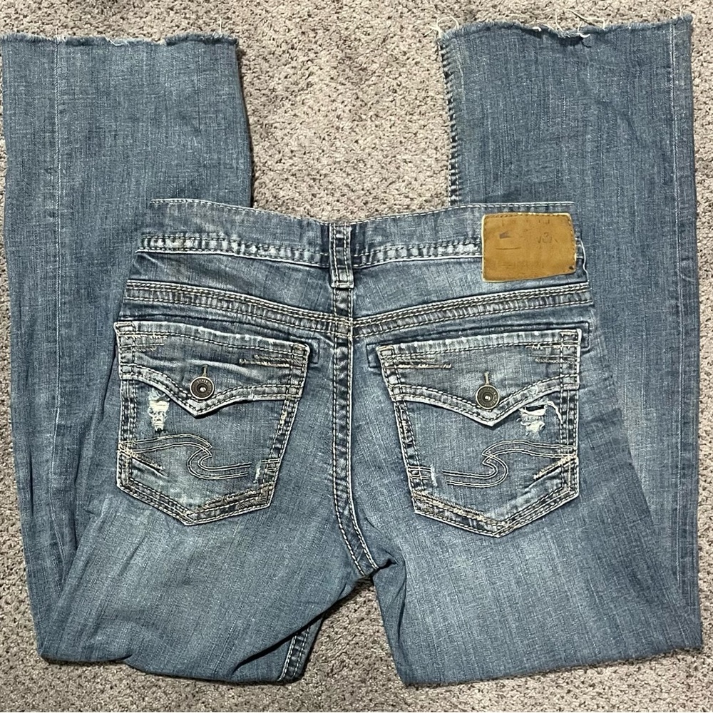 Men’s Silver Jeans Zac Fit Distressed Y2k Denim 31x34